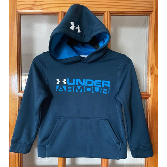 Boys Under Armour Loose Green Logo Hoodie Youth Extra Small - Picture 1 of 1